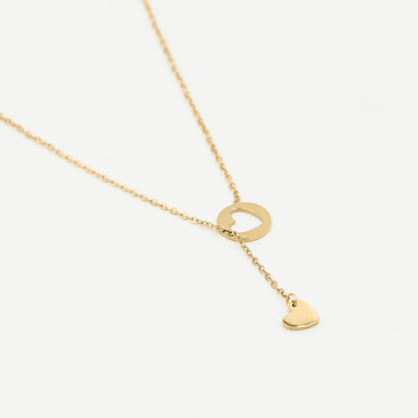 Dropped Heart Necklace - gold
