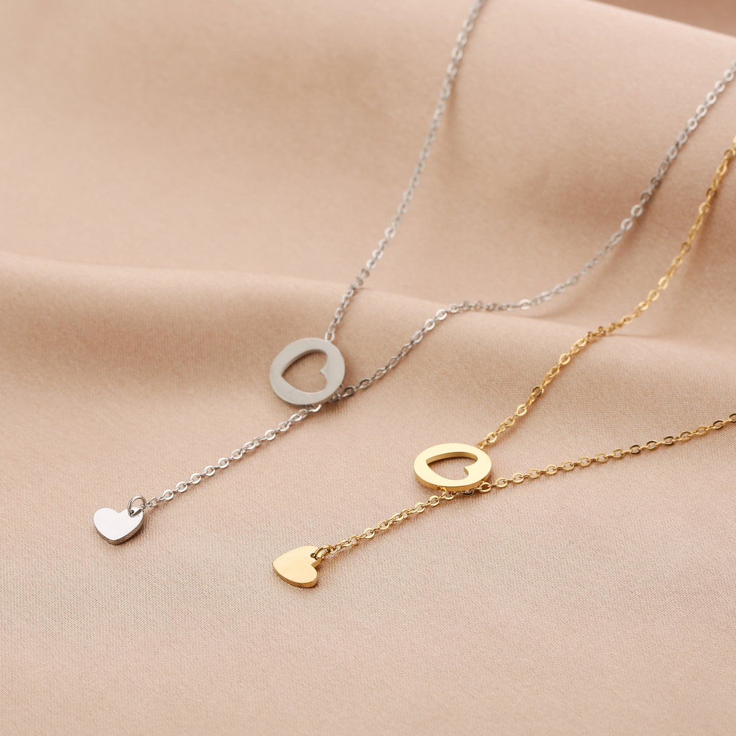 Dropped Heart Necklace - gold