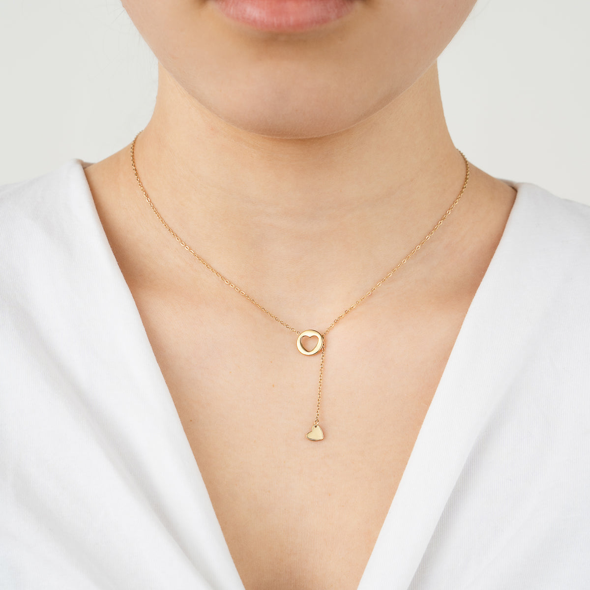 Dropped Heart Necklace - gold