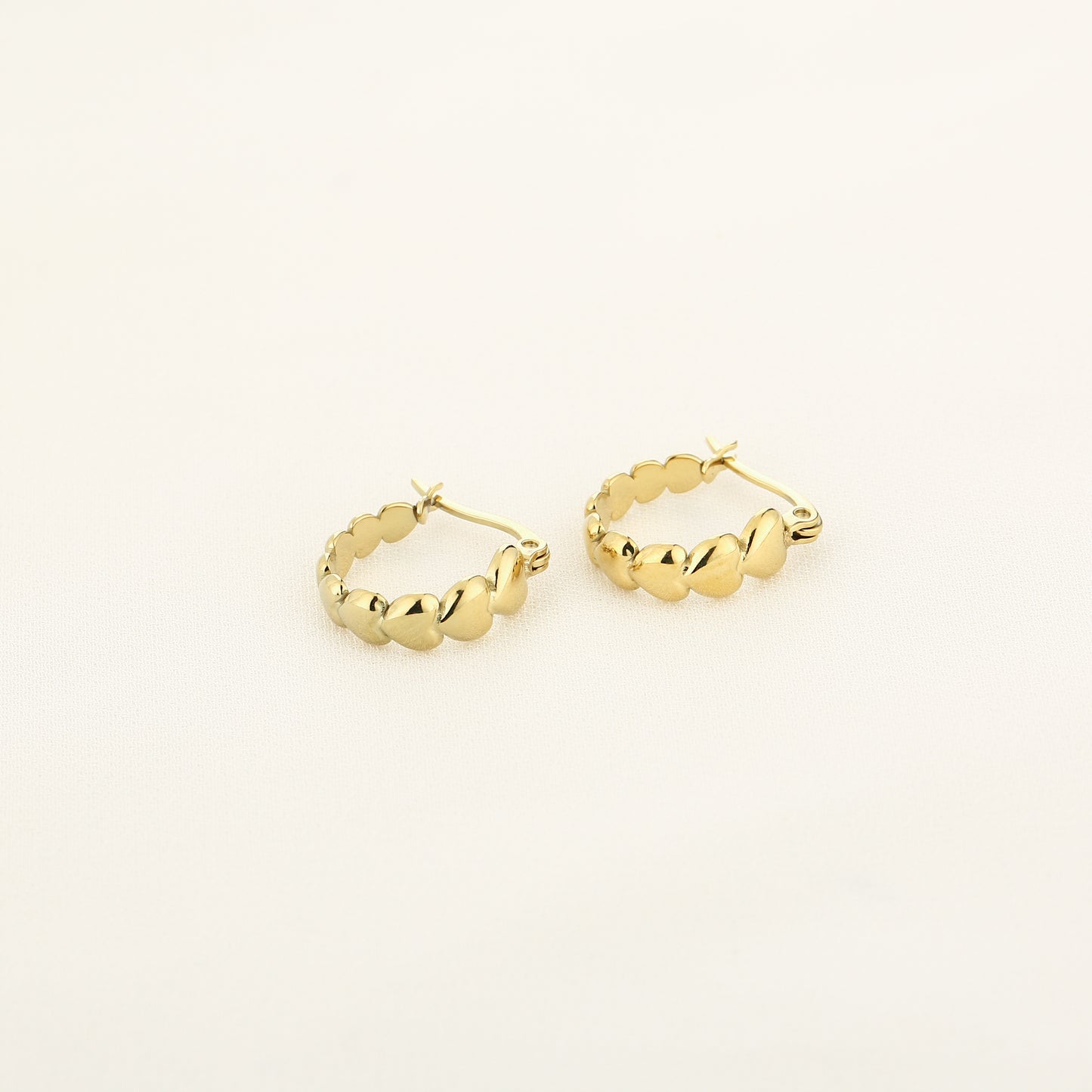 Heart Hoops Earrings - gold