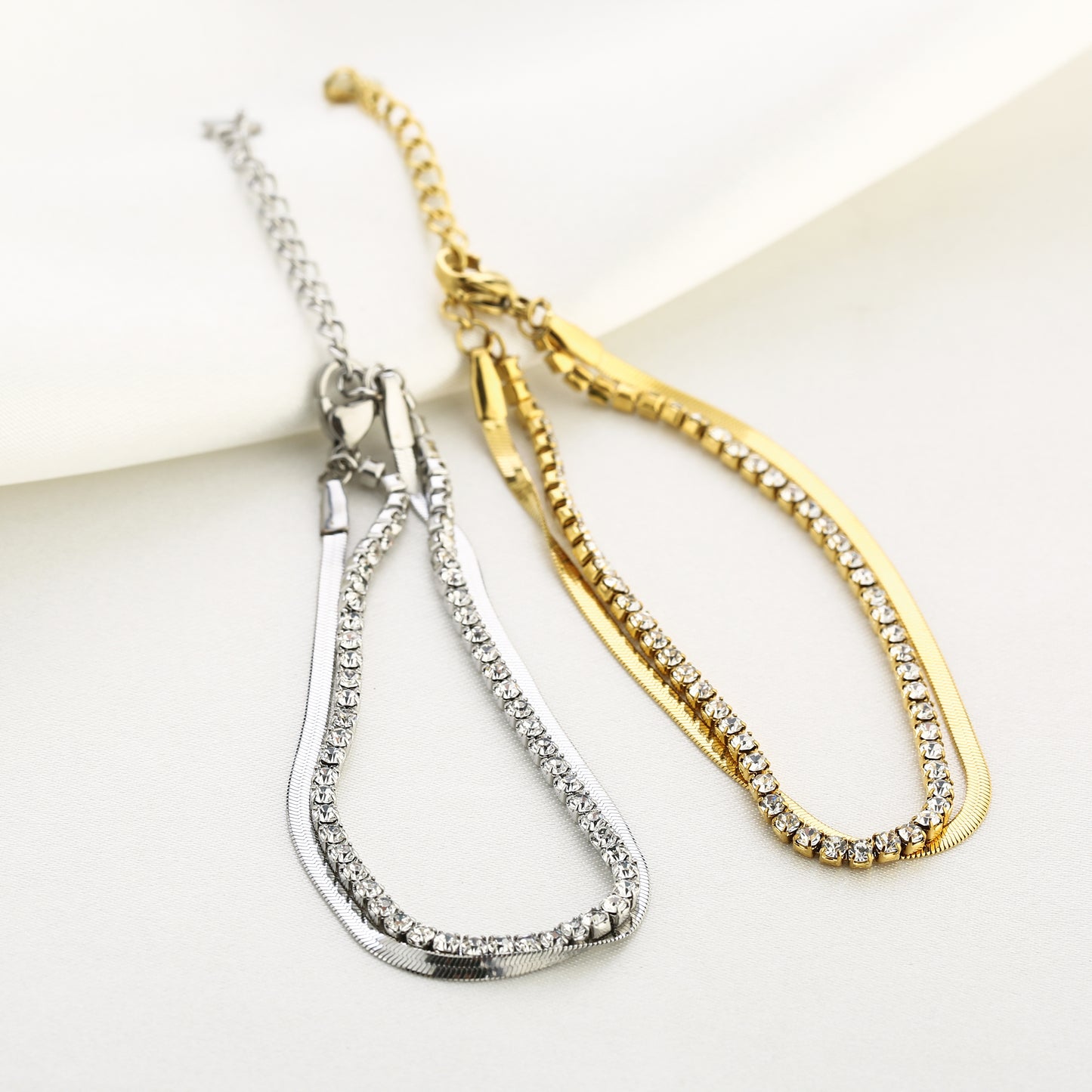 Flat Tennis Combo Bracelet - gold