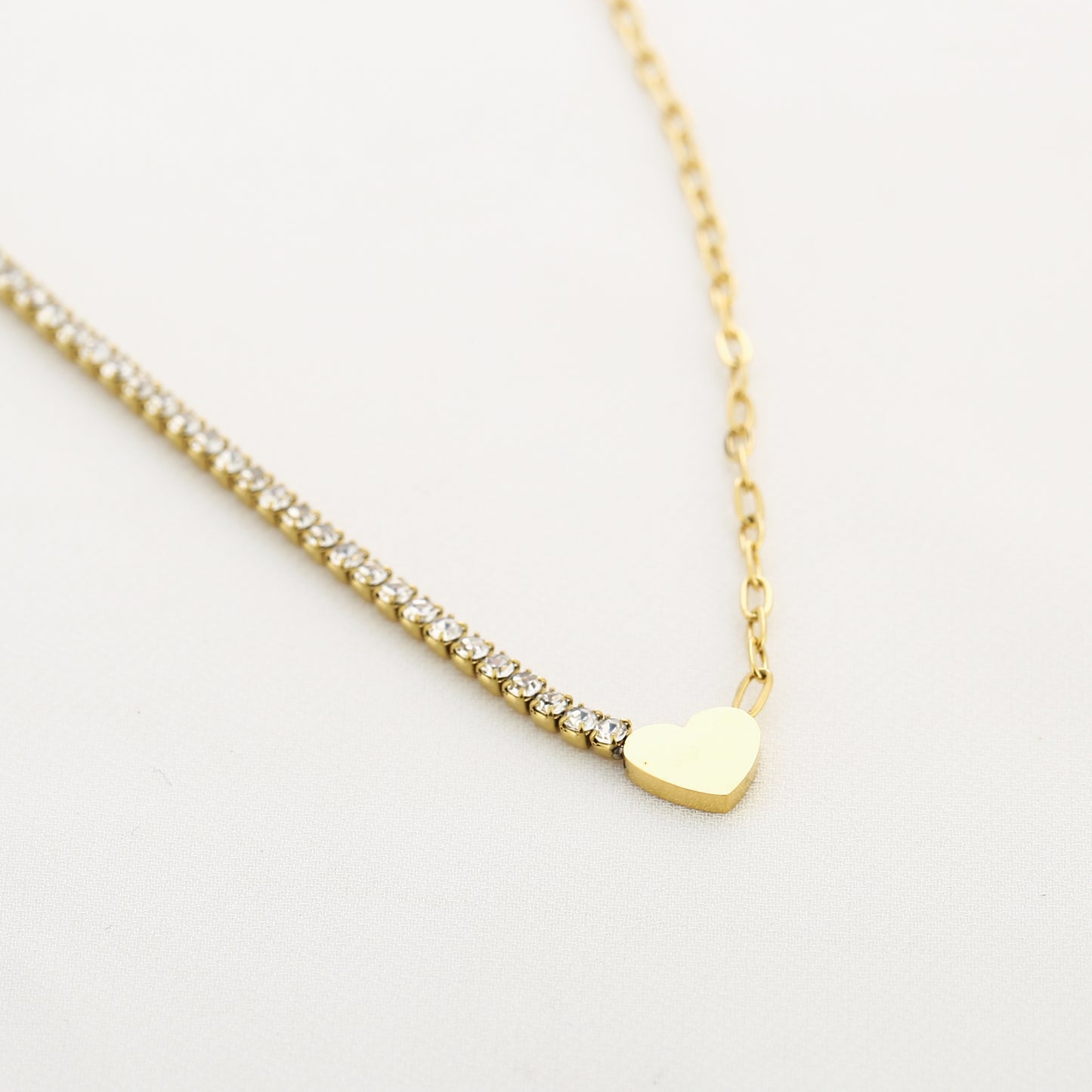 Tennis Heart Necklace - gold