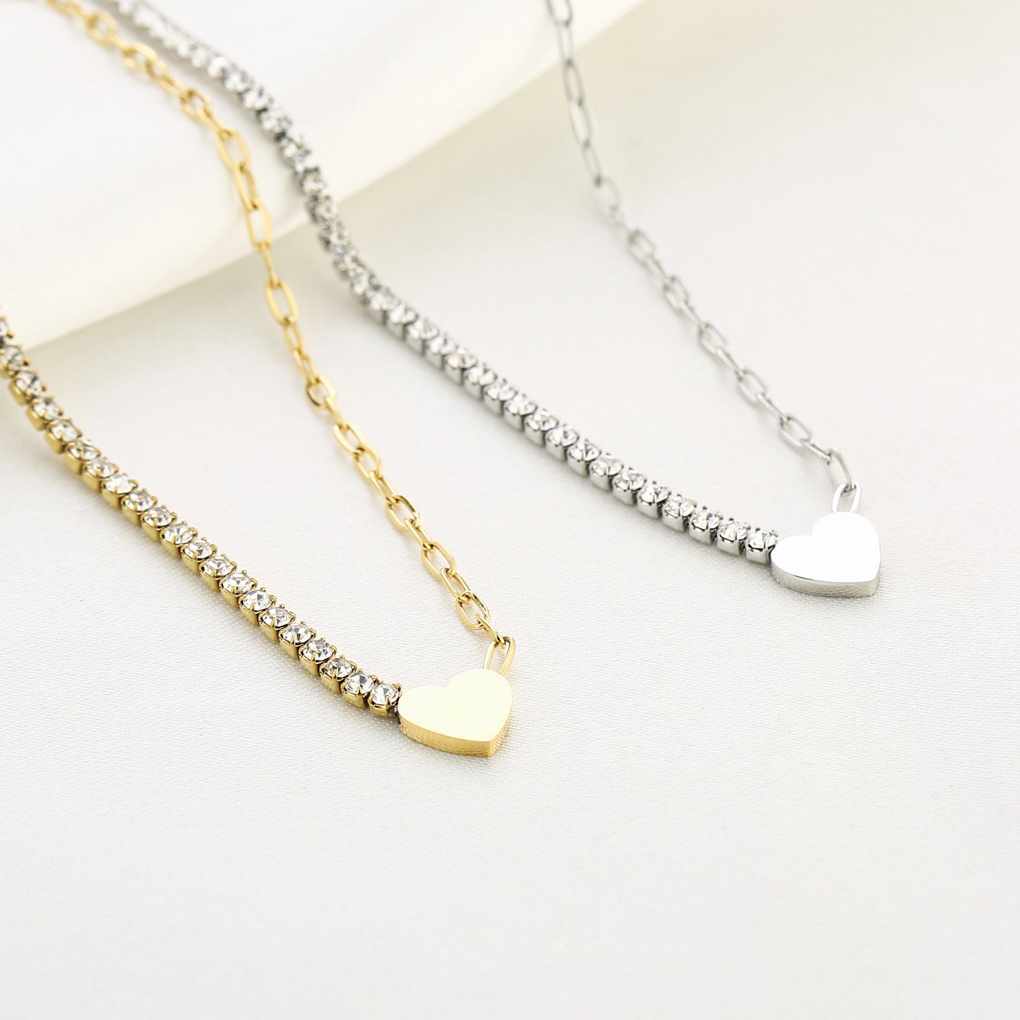 Tennis Heart Necklace - gold