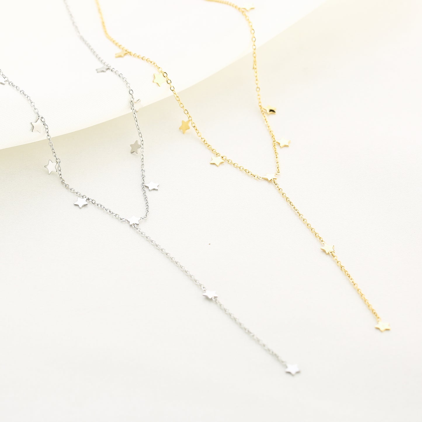 Long Star Necklace - gold