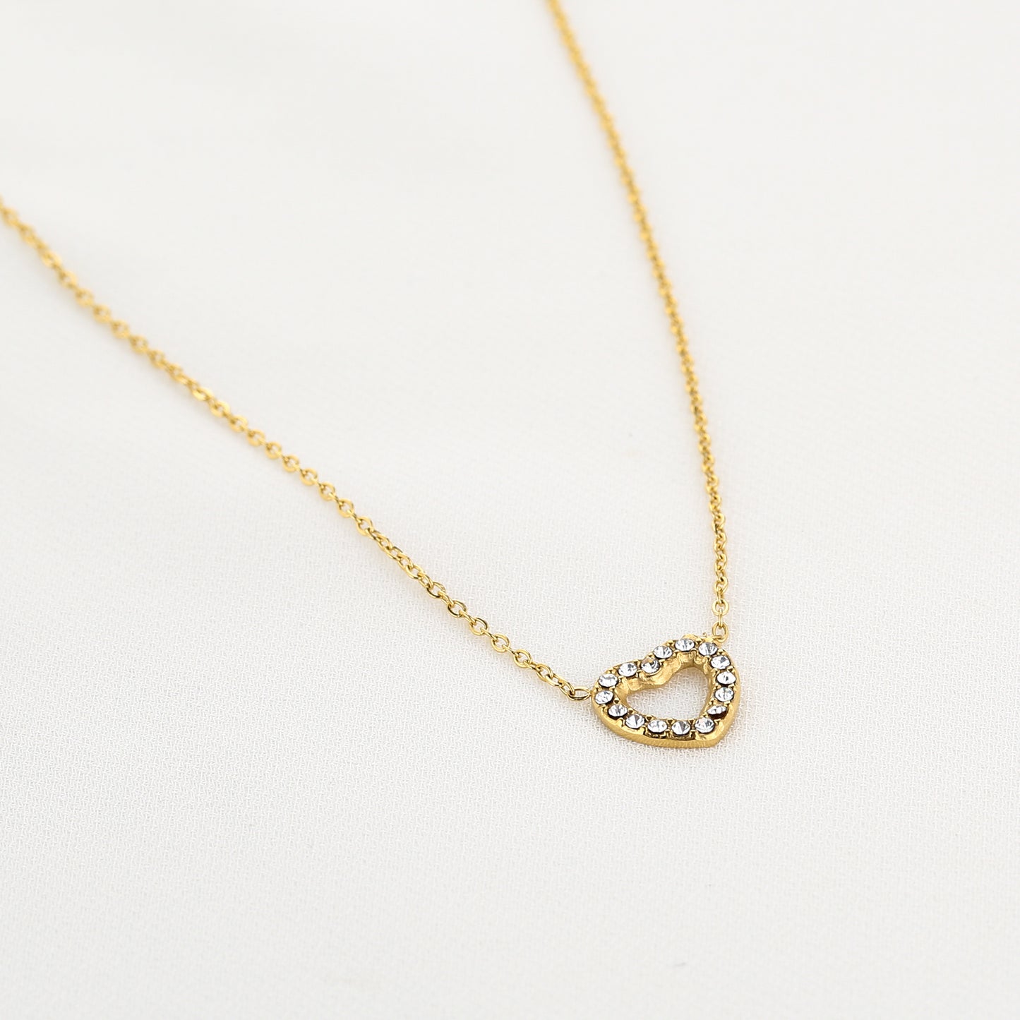 Strass Heart Necklace - gold