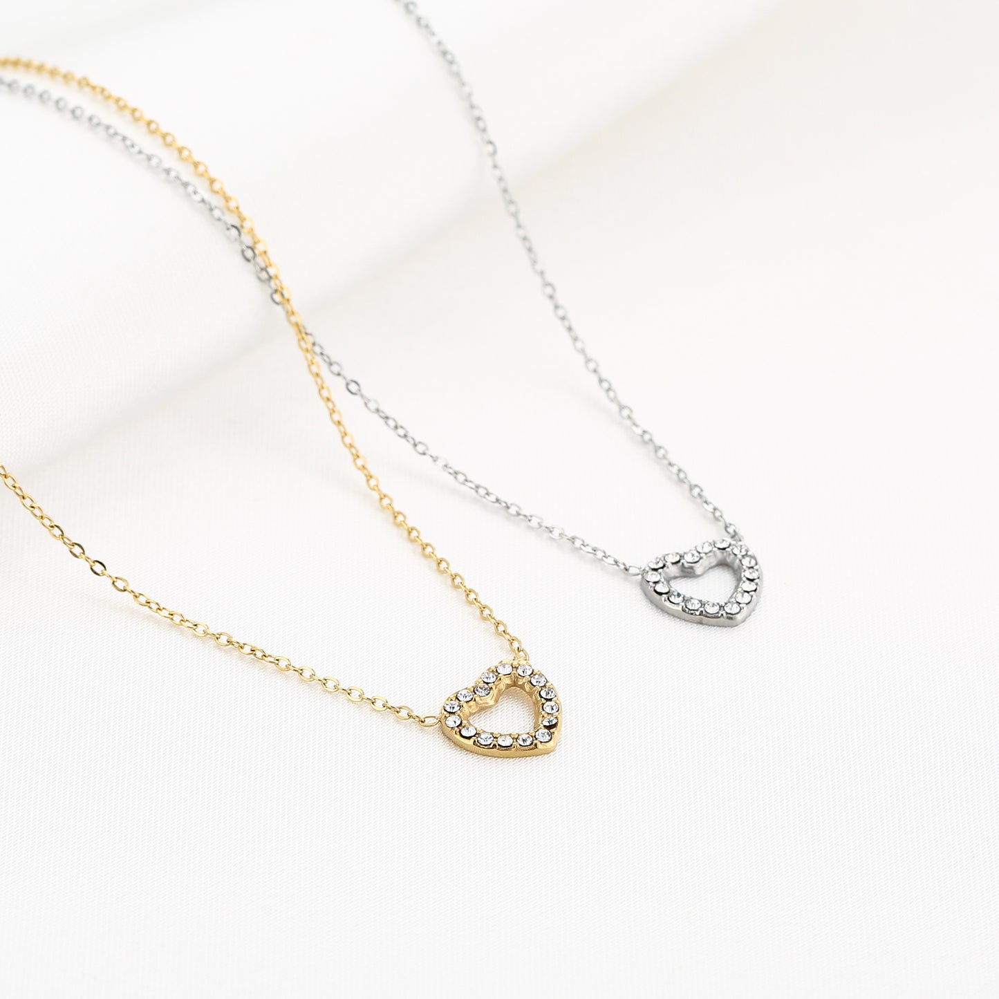 Strass Heart Necklace - gold