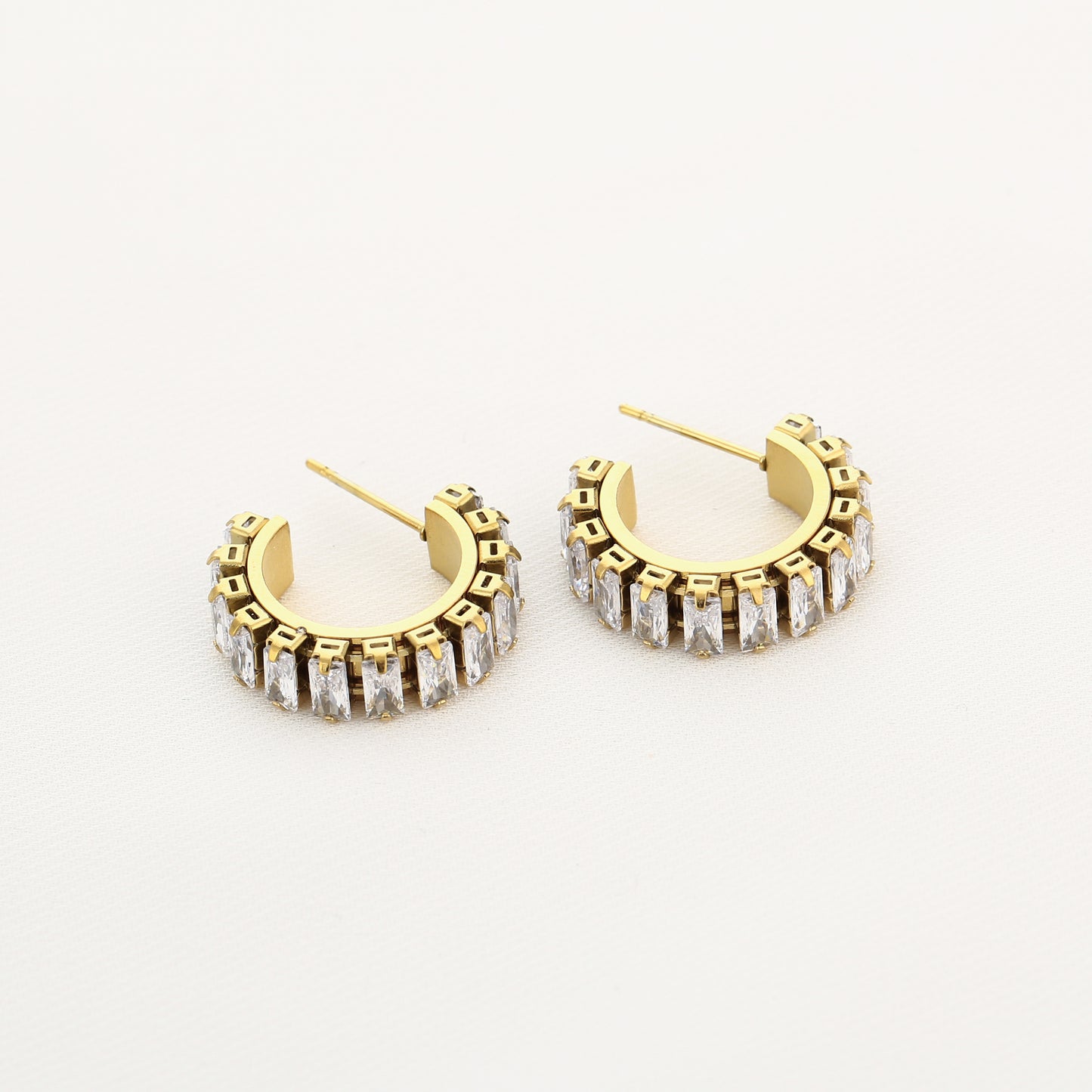 Stones Hoop Earrings - gold