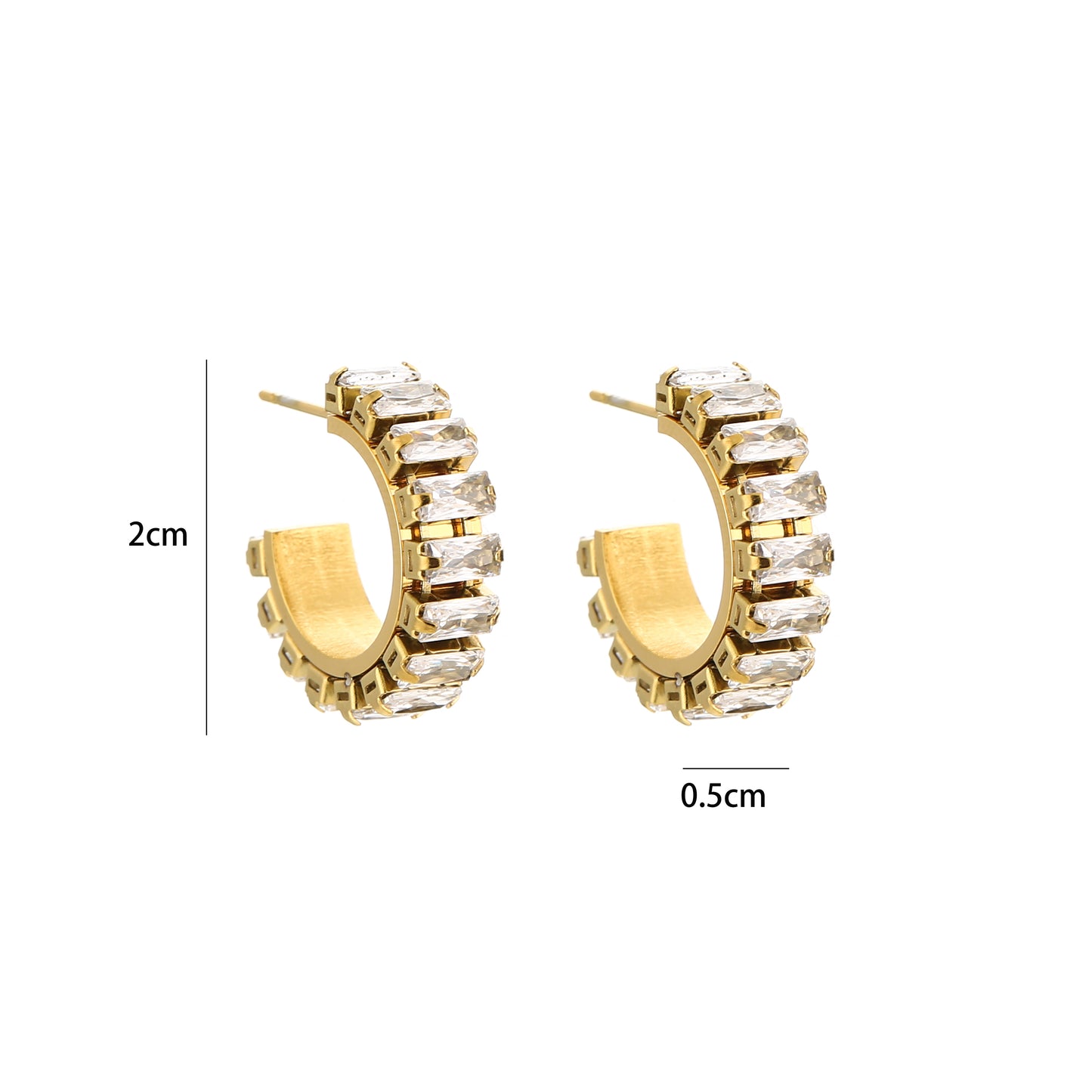 Stones Hoop Earrings - gold