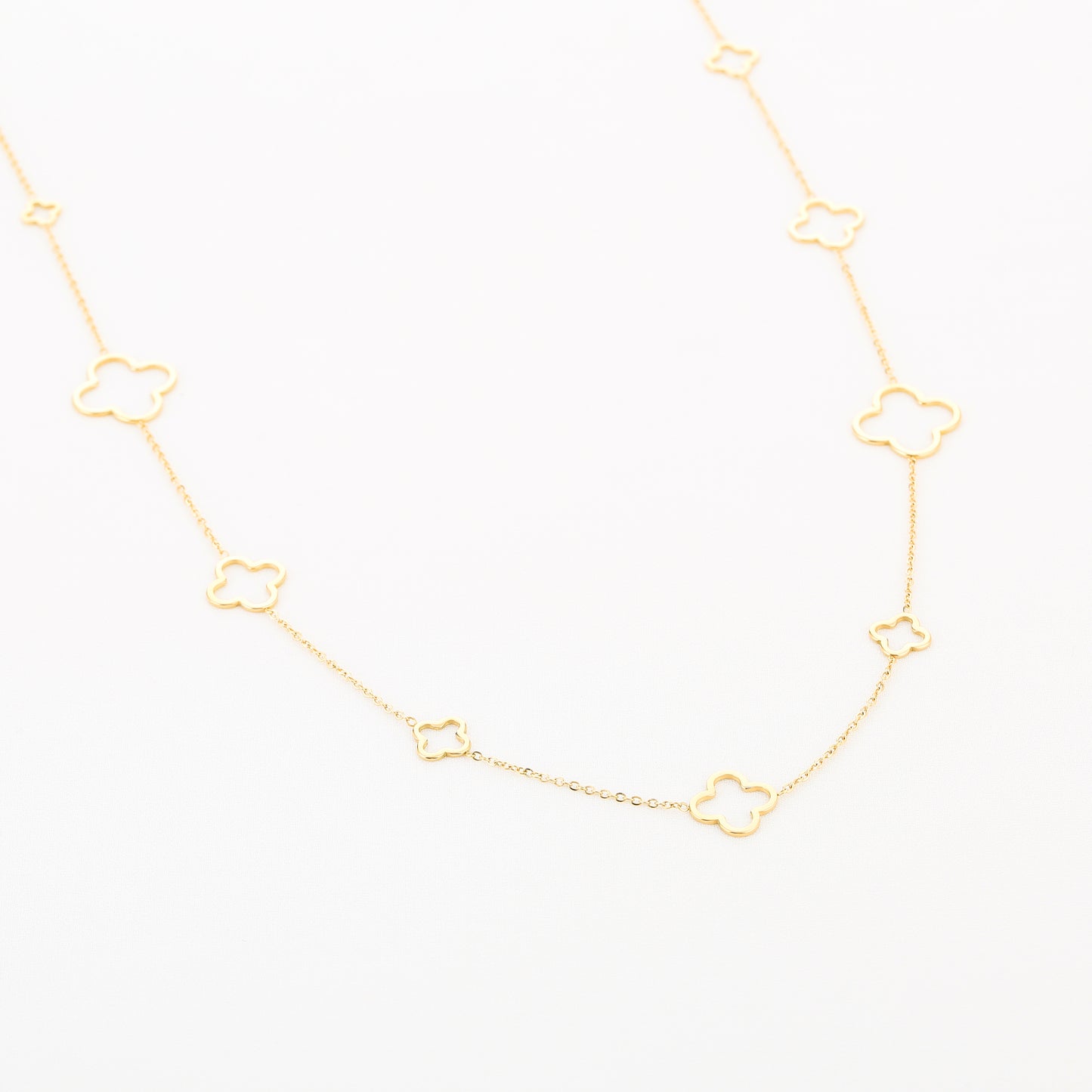 Long Clover Necklace - gold