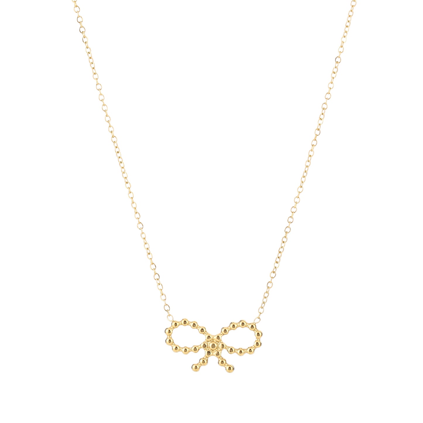 Small Bow Charm Necklace - gold