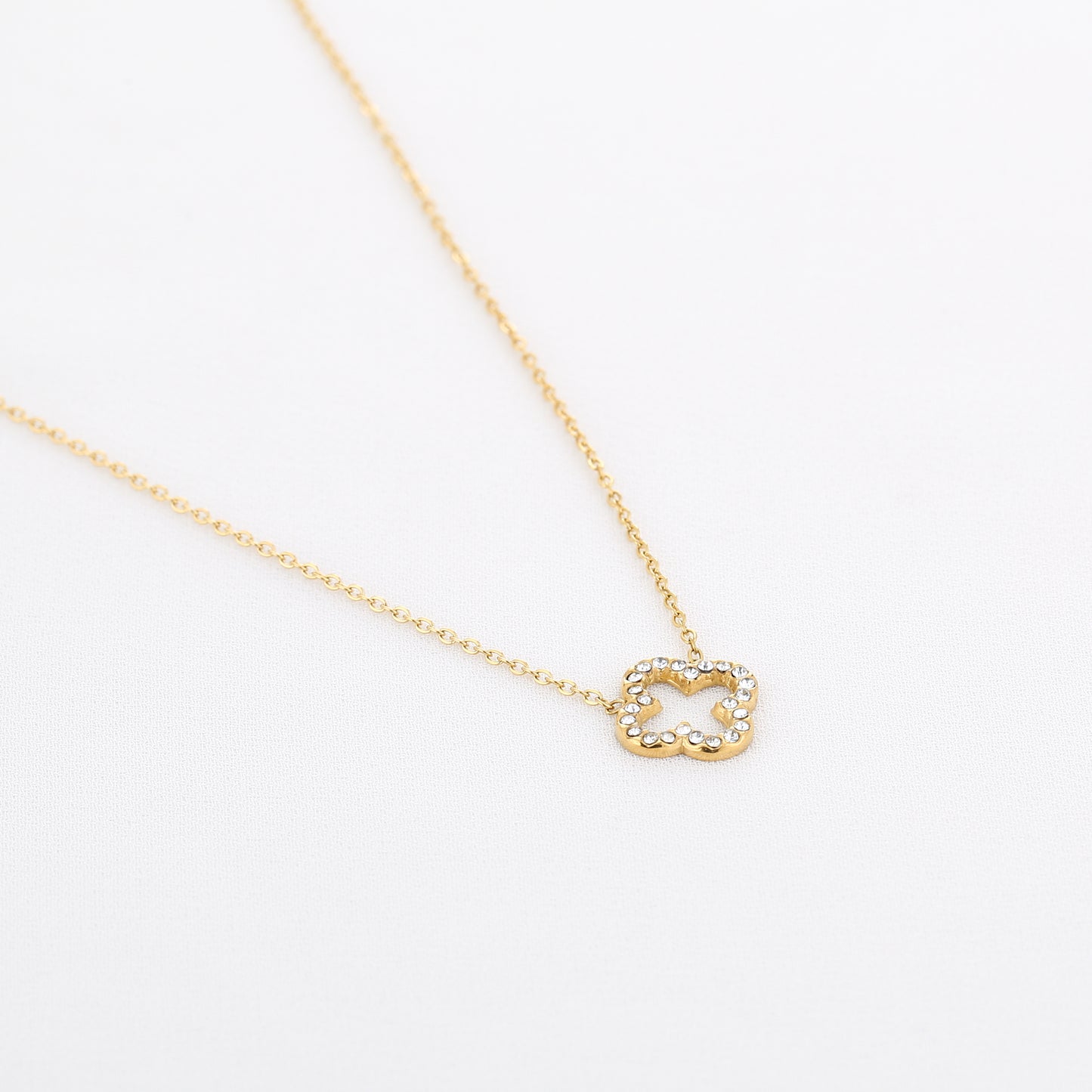 Brass Clover Necklace - gold