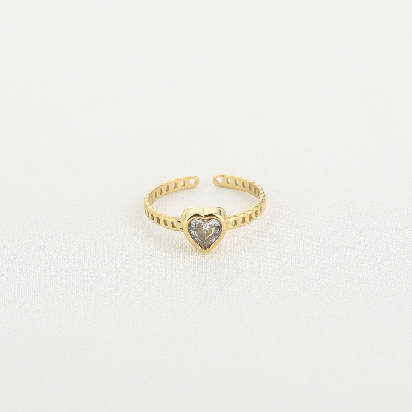 Clear Heart Ring - gold