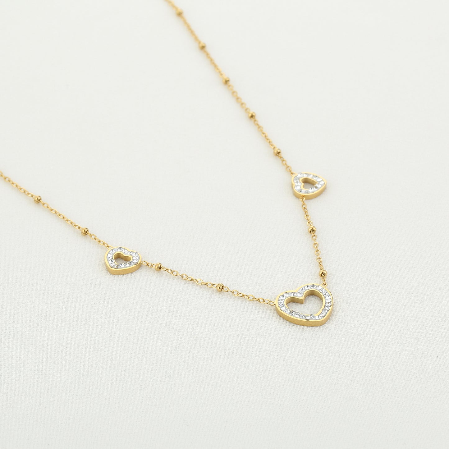 Trio Strass Necklace - gold