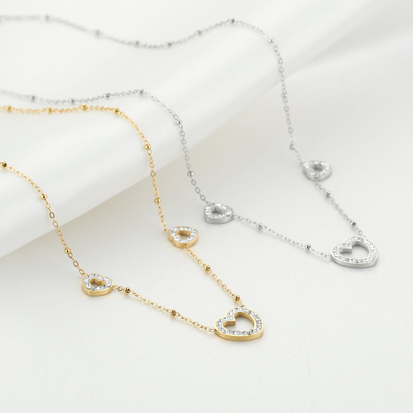 Trio Strass Necklace - gold