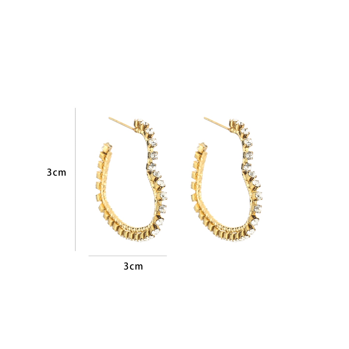 Rhinestone Heart Earrings - gold