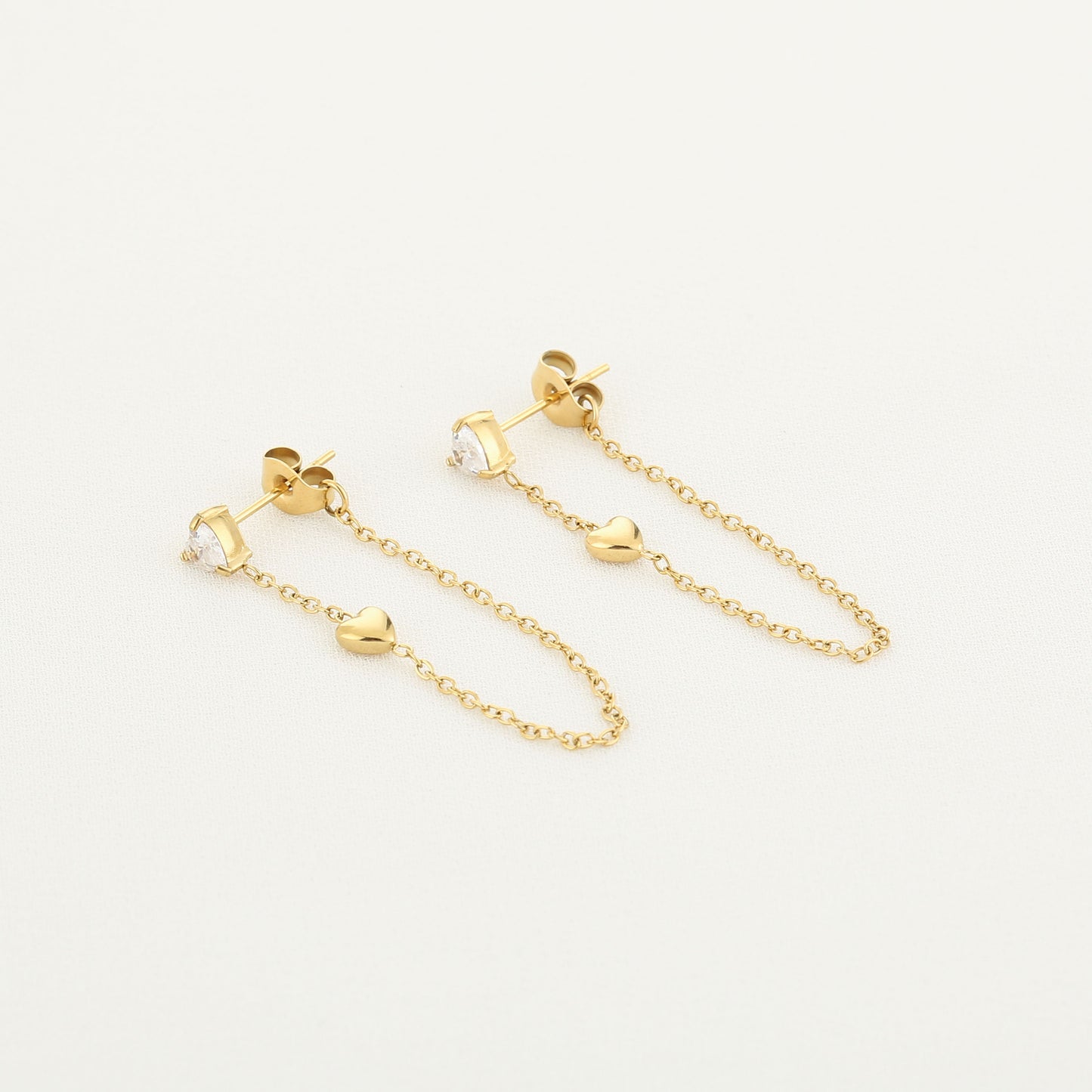 Stone Heart Earrings - gold