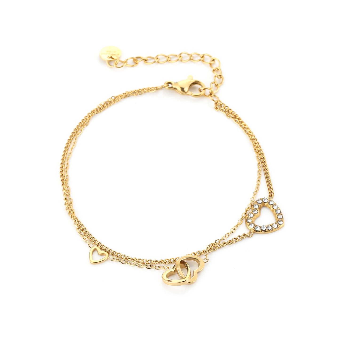 Layered Open Hearts Bracelet - gold