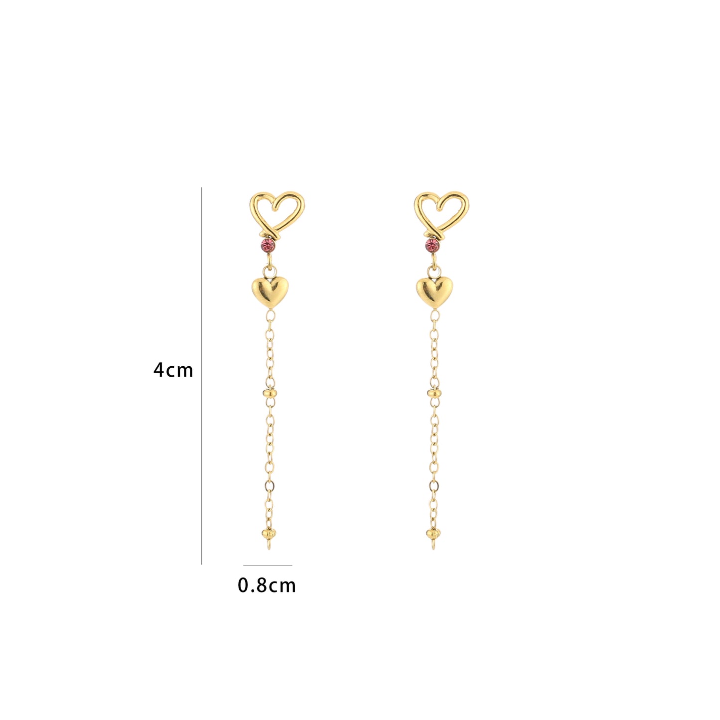Pink Heart Earrings - gold