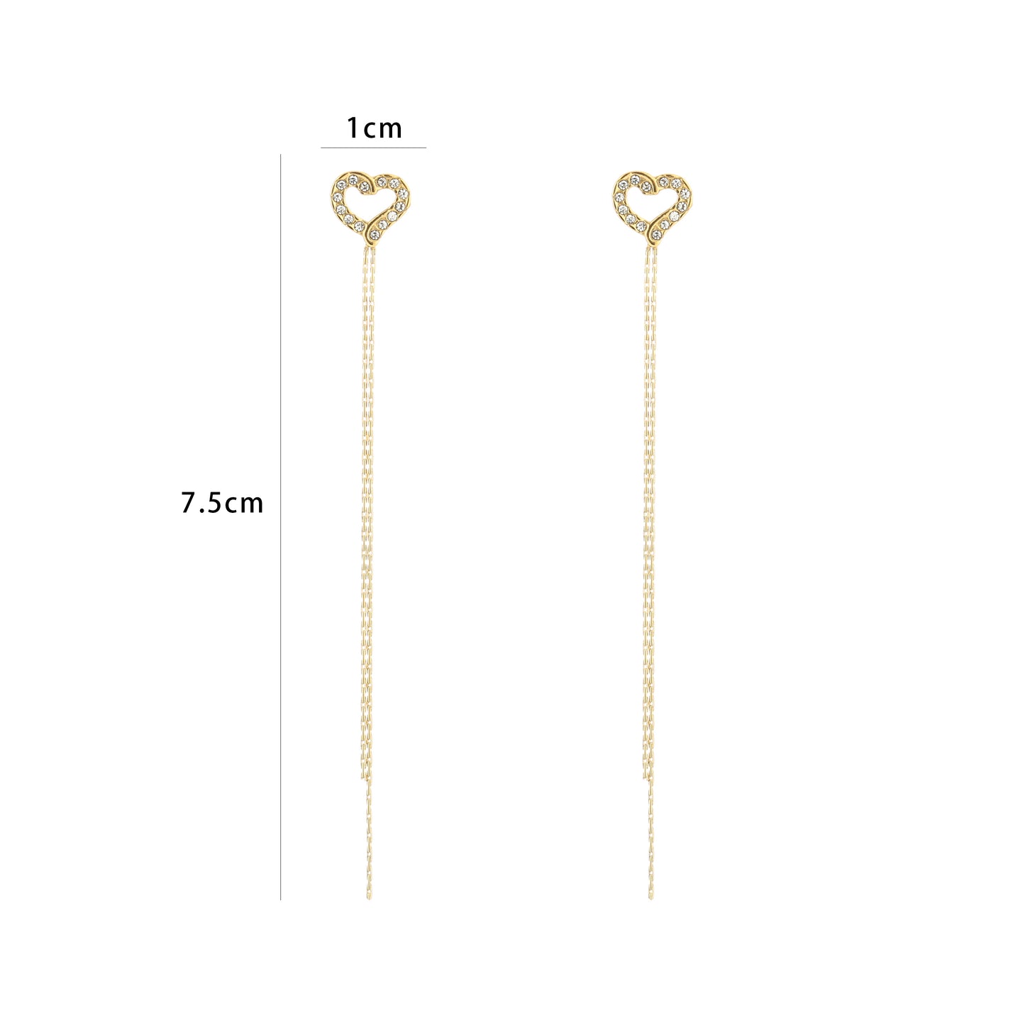 Heart Chain Earrings - gold