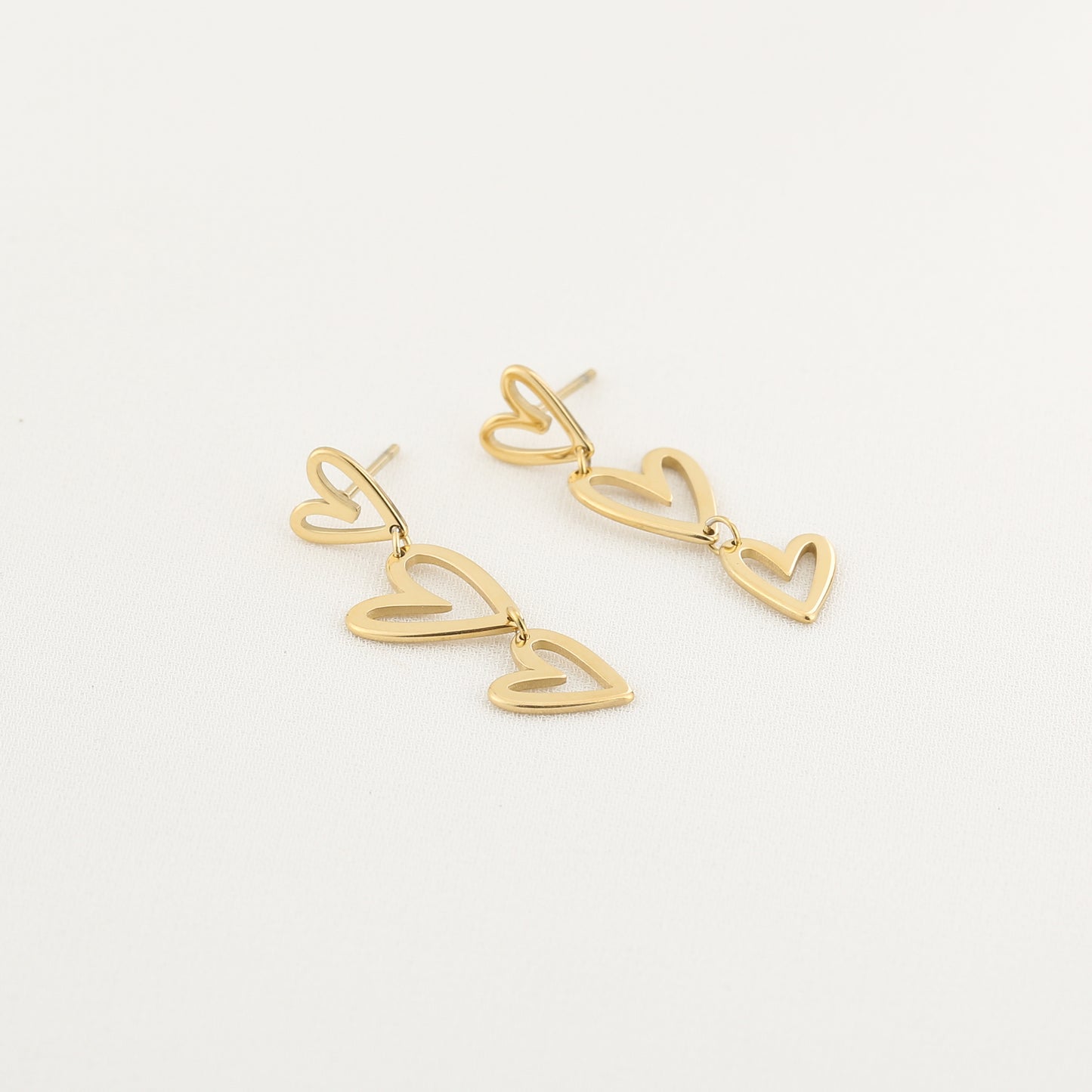 Three Hearts Earrings - gold