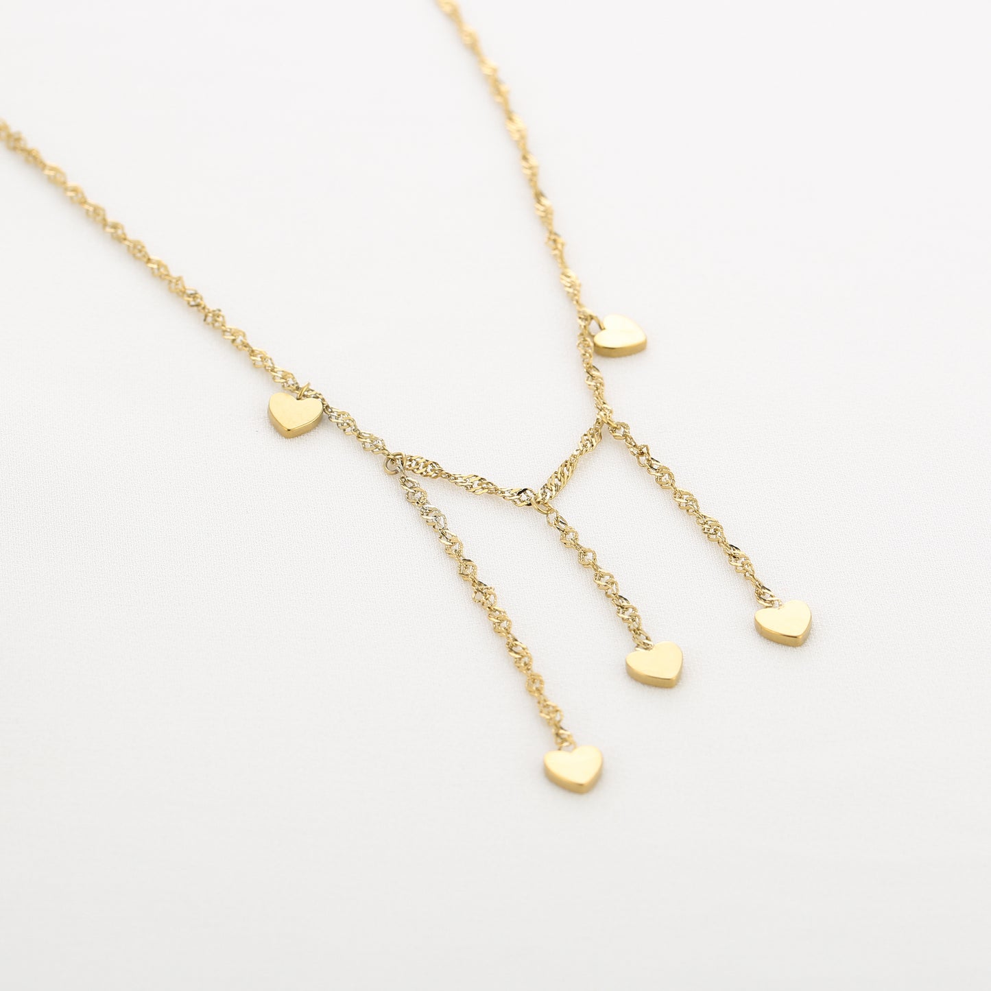 Dripping Hearts Necklace - gold