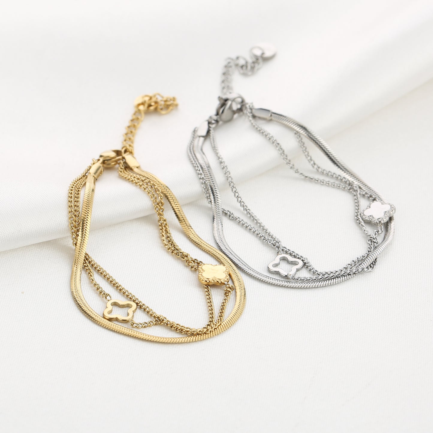 Layered Clover Bracelet - gold