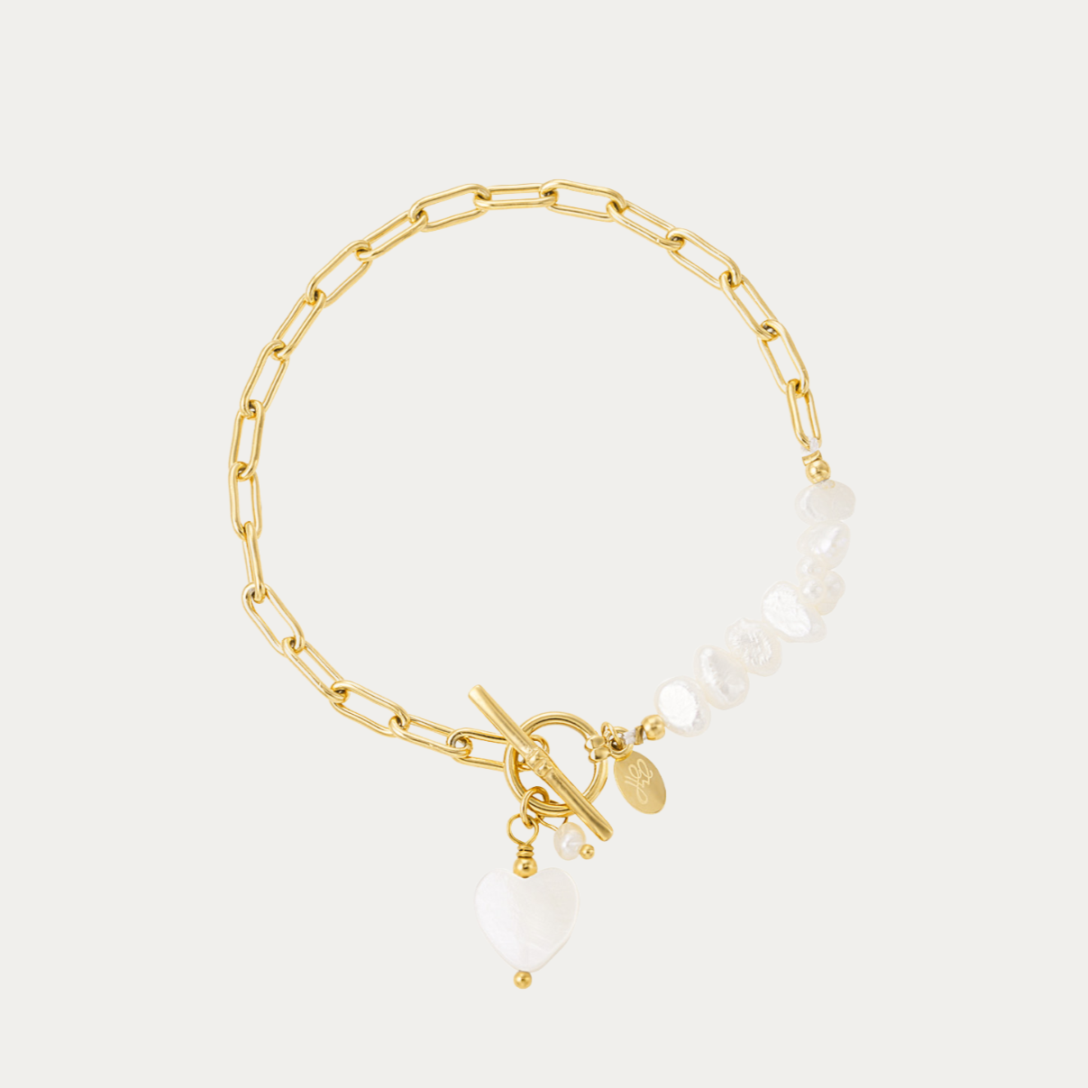 Bracelet Beads And Heart - gold