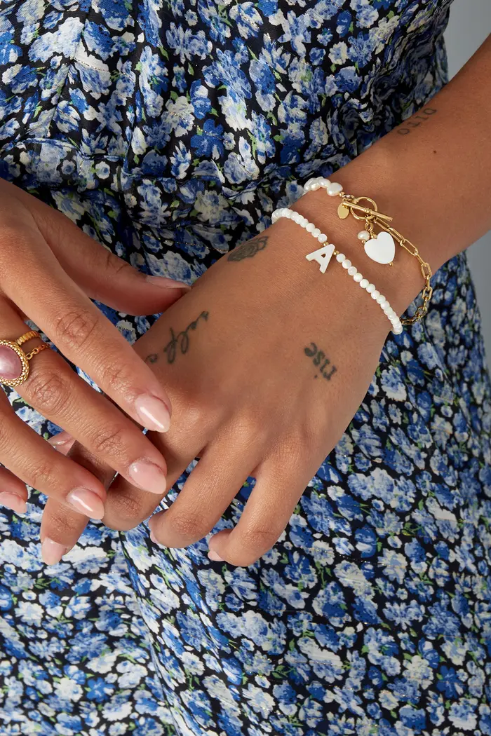 Bracelet Beads And Heart - gold