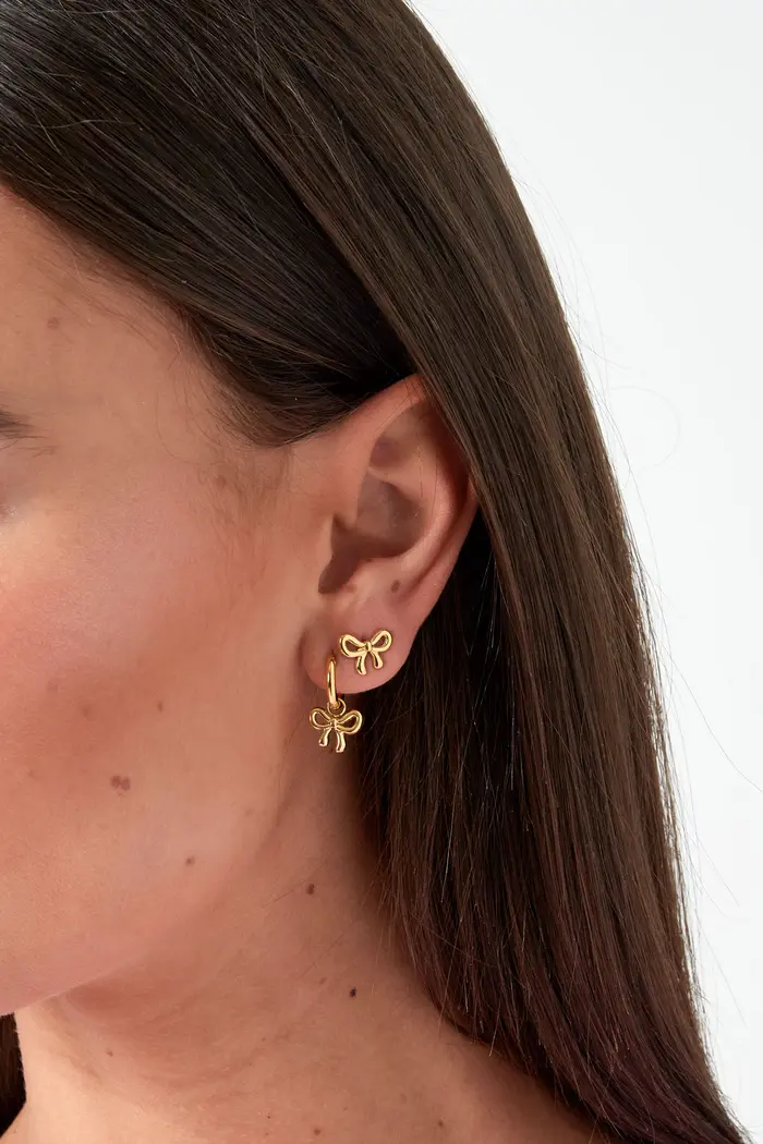 Bow Stud Earrings - gold