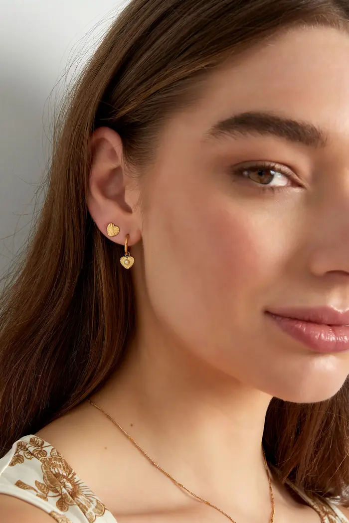 Pearl Heart Earrings - gold