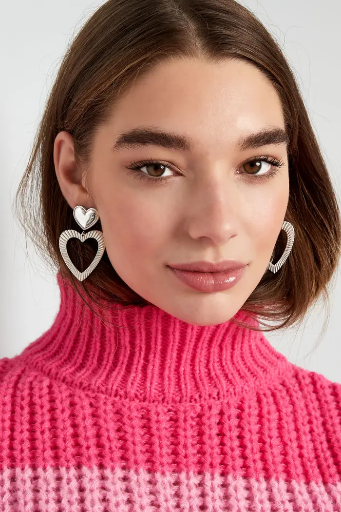 Double Heart Earrings - gold