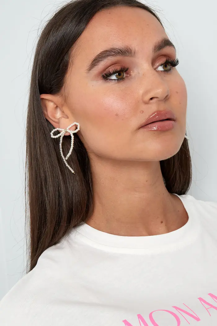 Pearl Bow Earrings - gold