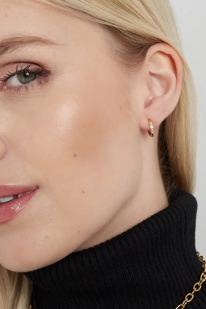 Basic Stone Earrings - gold