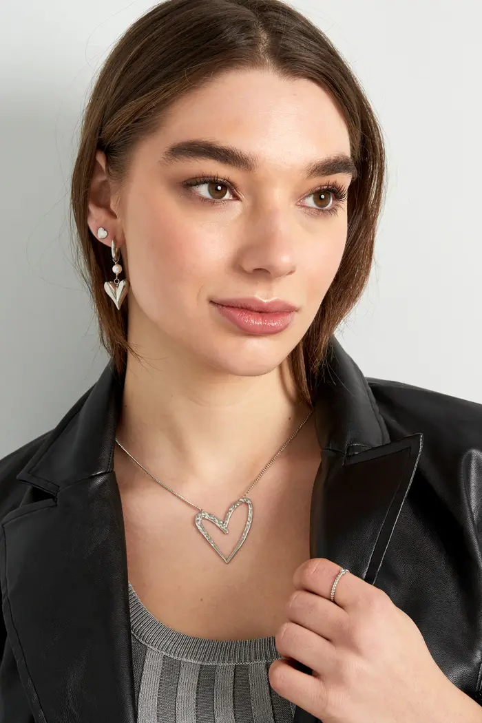 Hanging Heart Earrings - silver