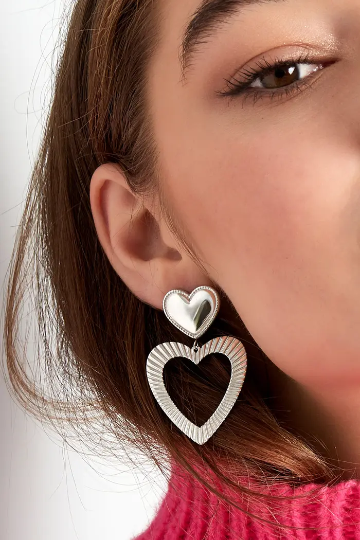 Double Heart Earrings - gold