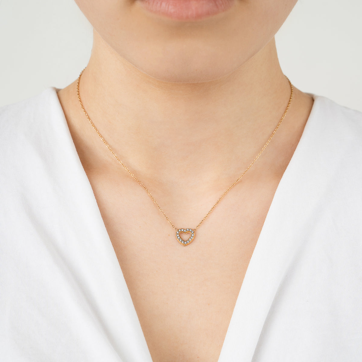 Strass Heart Necklace - gold