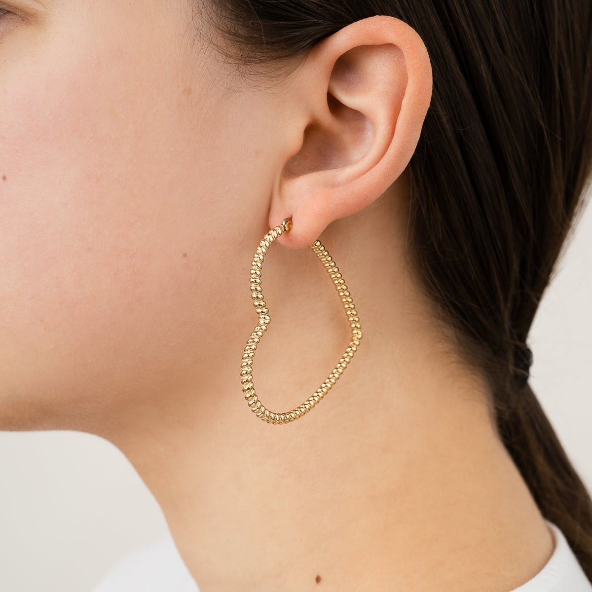 Big Heart Hoops Earrings - gold