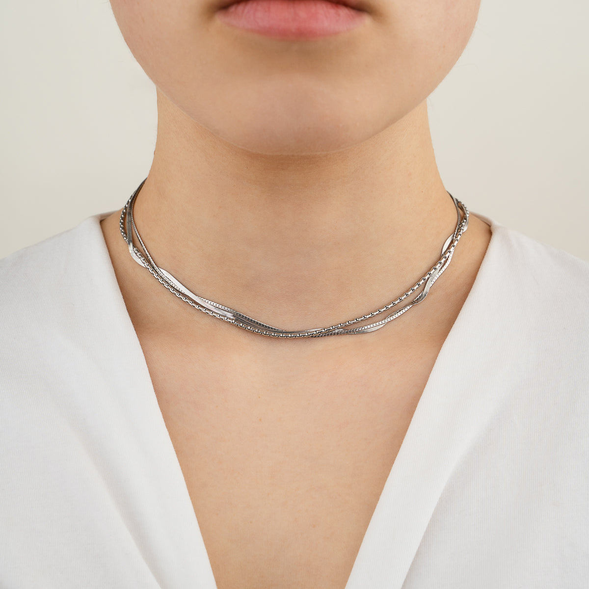 Classy Layered Necklace - silver