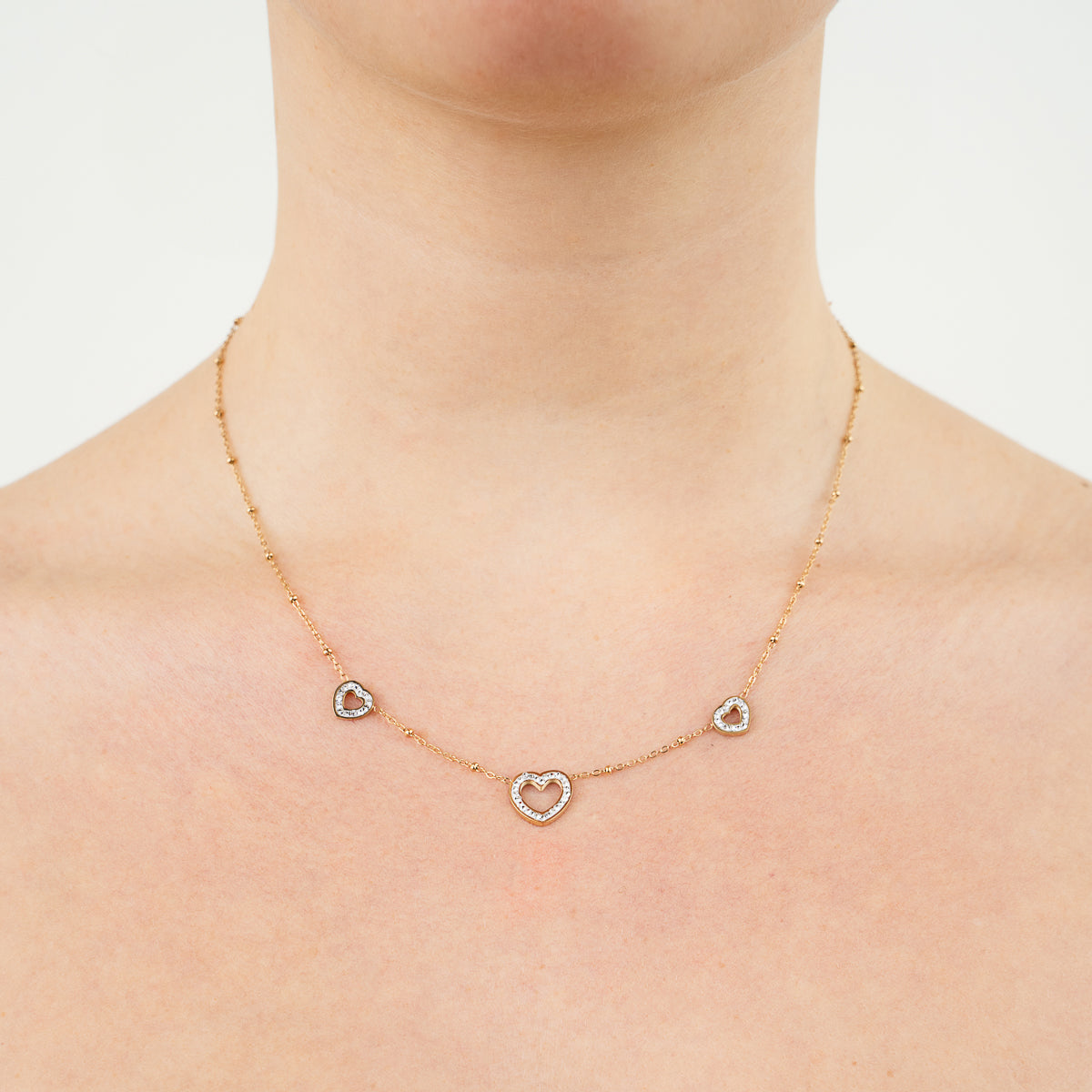 Trio Strass Necklace - gold