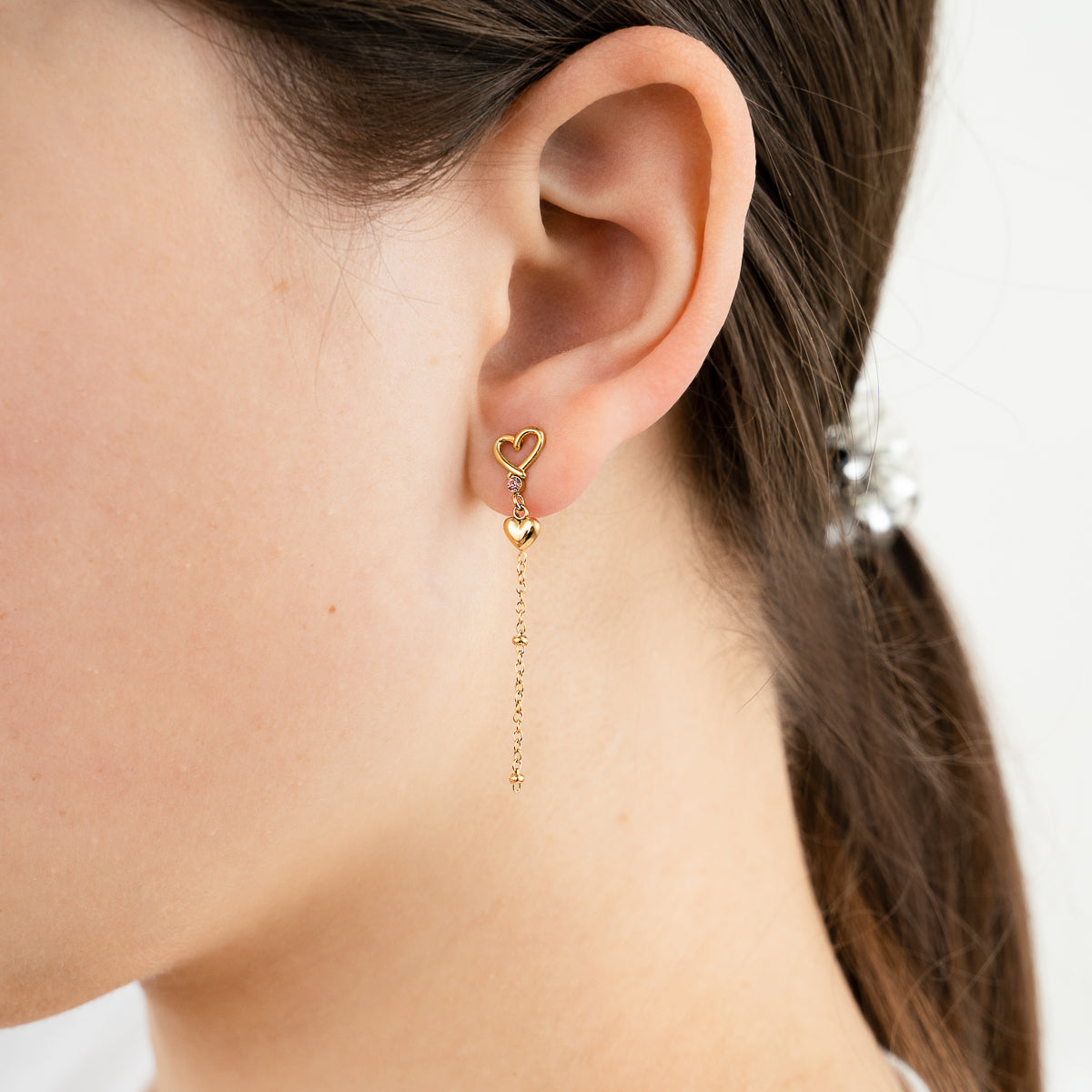 Pink Heart Earrings - gold