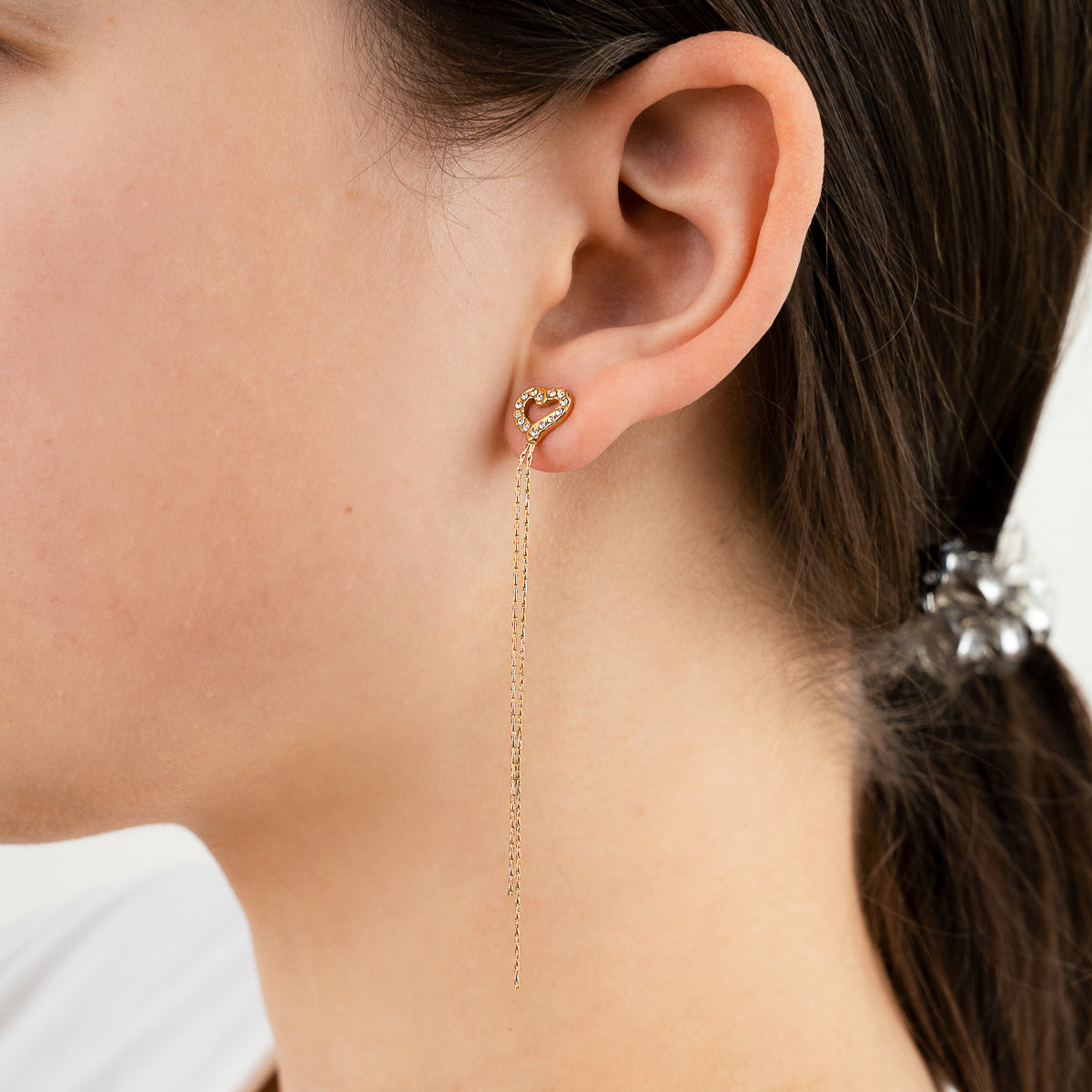 Heart Chain Earrings - gold