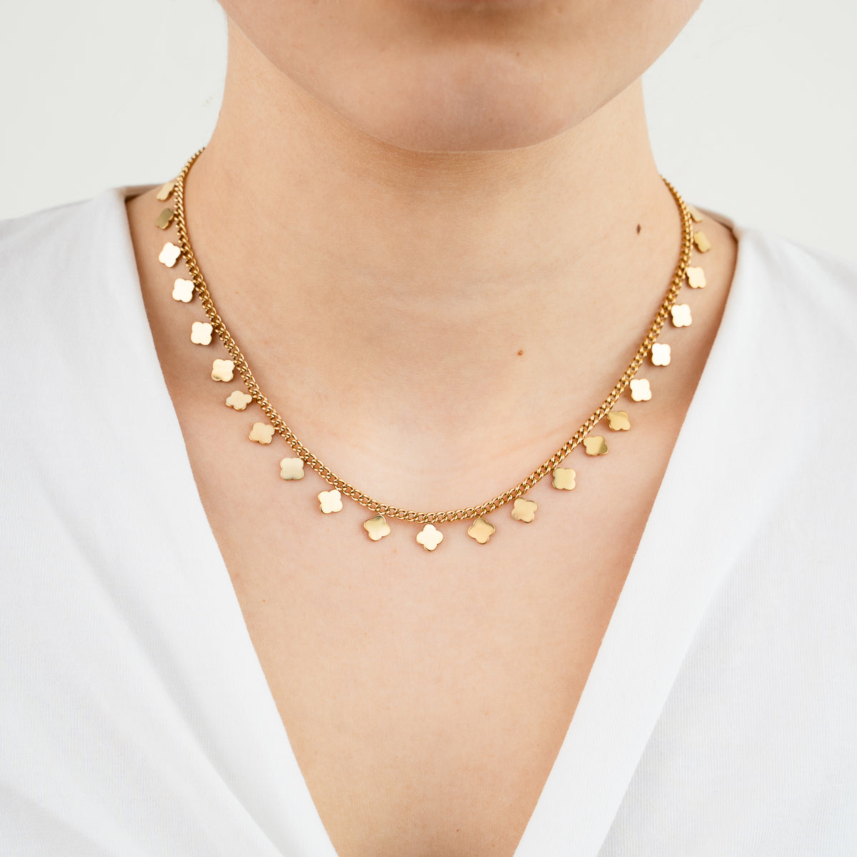 Full Clovers Necklace - gold