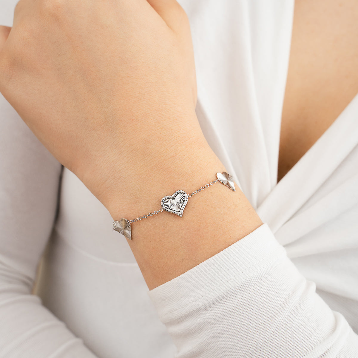 Trio Hearts bracelet - silver