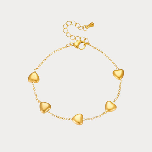 Five Hearts Bracelet - gold