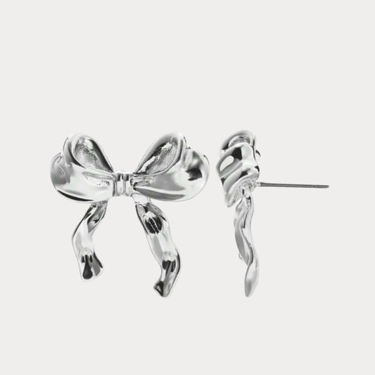 Cute Bow Earrings - silver