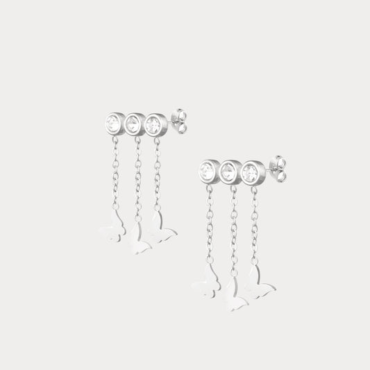 Three Butterfly Earrings - silver