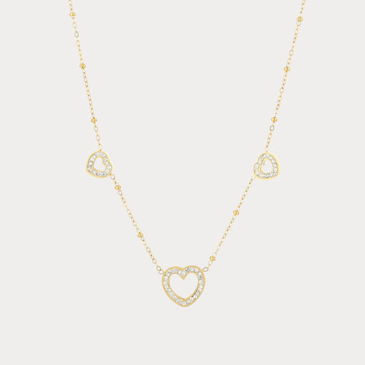 Trio Strass Necklace - gold