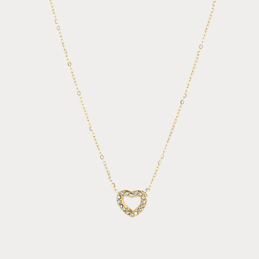 Strass Heart Necklace - gold