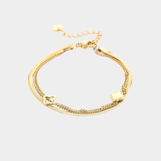 Layered Clover Bracelet - gold