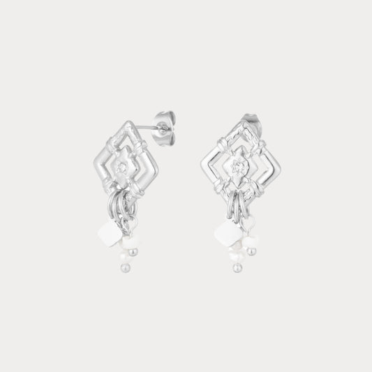 Diamond Beads Earrings - silver